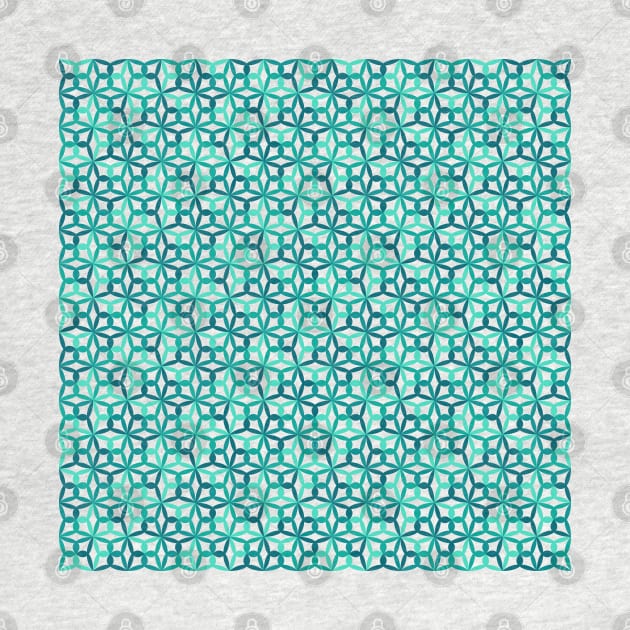 Geometric Flower Petal Pattern (Green) by John Uttley